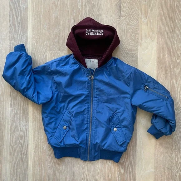 Zara Jackets Coats Zara Kids Blue Bomber Jacket With Hood